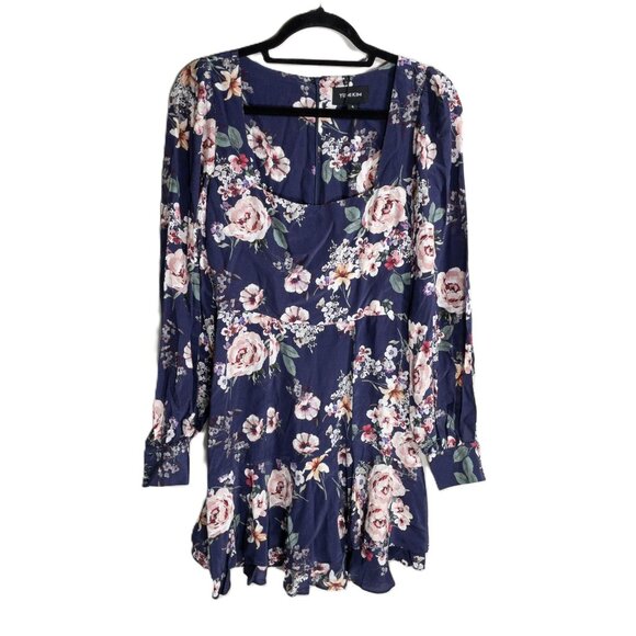 Yumi Kim Dresses & Skirts - Yumi Kim Floral Long Sleeve Navy Mini Dress SZ 4 Coquette Pretty Roses